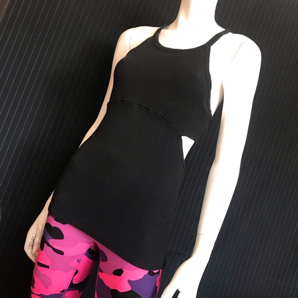 Free People Movement Size Medium Black Headstart Key Hole Cutout Racerback Tank - Picture 11 of 11